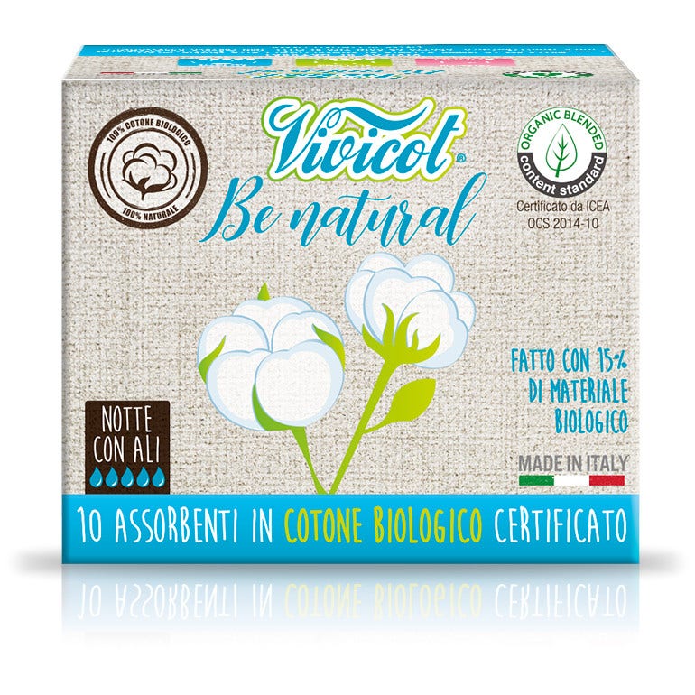 Vivicot Be Natural Assorbenti Notte Con Ali 10 Pezzi  - 1