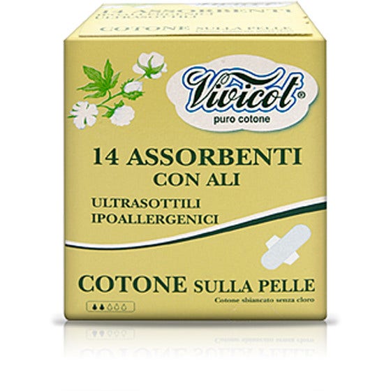 Vivicot Puro Cotone Assorbenti Ali Giorno 14 Pezzi-7