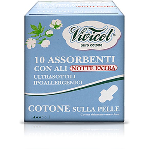 Vivicot Puro Cotone Assorbenti Notte Con Ali 10 Pezzi-6