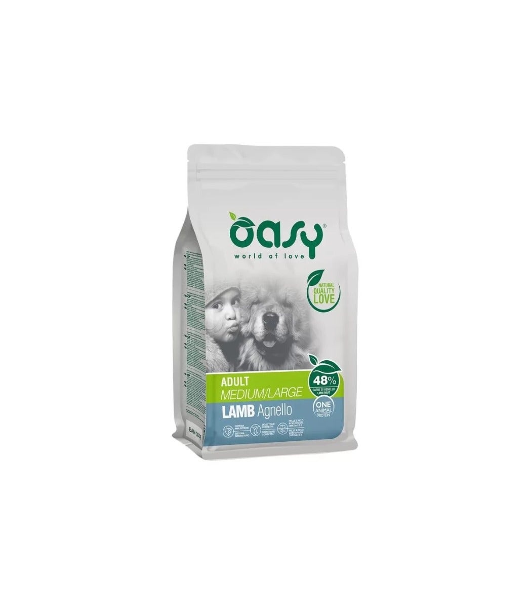 Oasy Adult One Protein Crocchette Agnello Per Cani Taglia Media/Grande Sacco 2,5 Kg-2