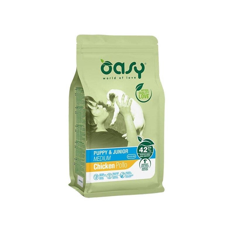 Oasy One Animal Protein Puppy & Junior Medium Con Pollo Per Cani Cuccioli 3kg-1