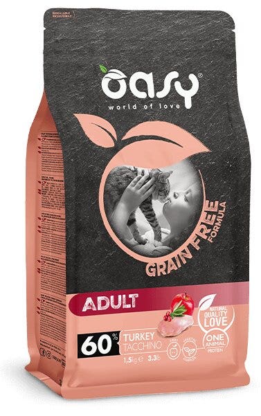 Oasy Grain Free Formula Adult Tacchino Cibo Secco Per Gatti 300g-1