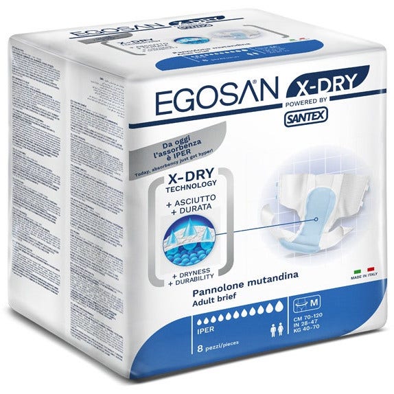 Egosan X Dry Pants Pannolone Mutandina Taglia Media Per Incontinenza 8 Pezzi-2