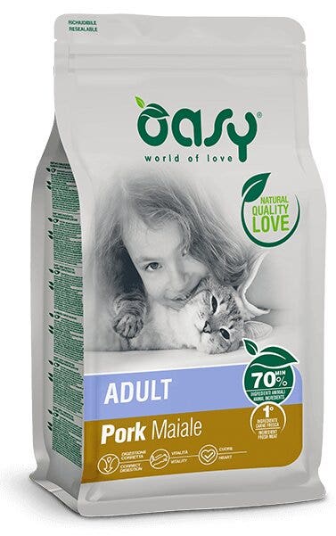 Oasy Lifestage Adult Maiale Cibo Secco Per Gatti 1,5kg-1