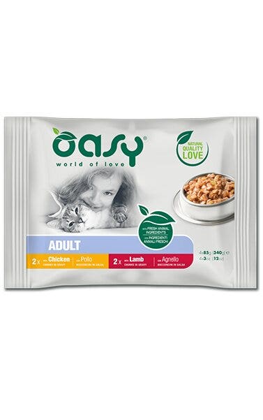 Oasy Bocconcini In Salsa Per Gatti Adulti Multipack Meat Selection 4x85g-1