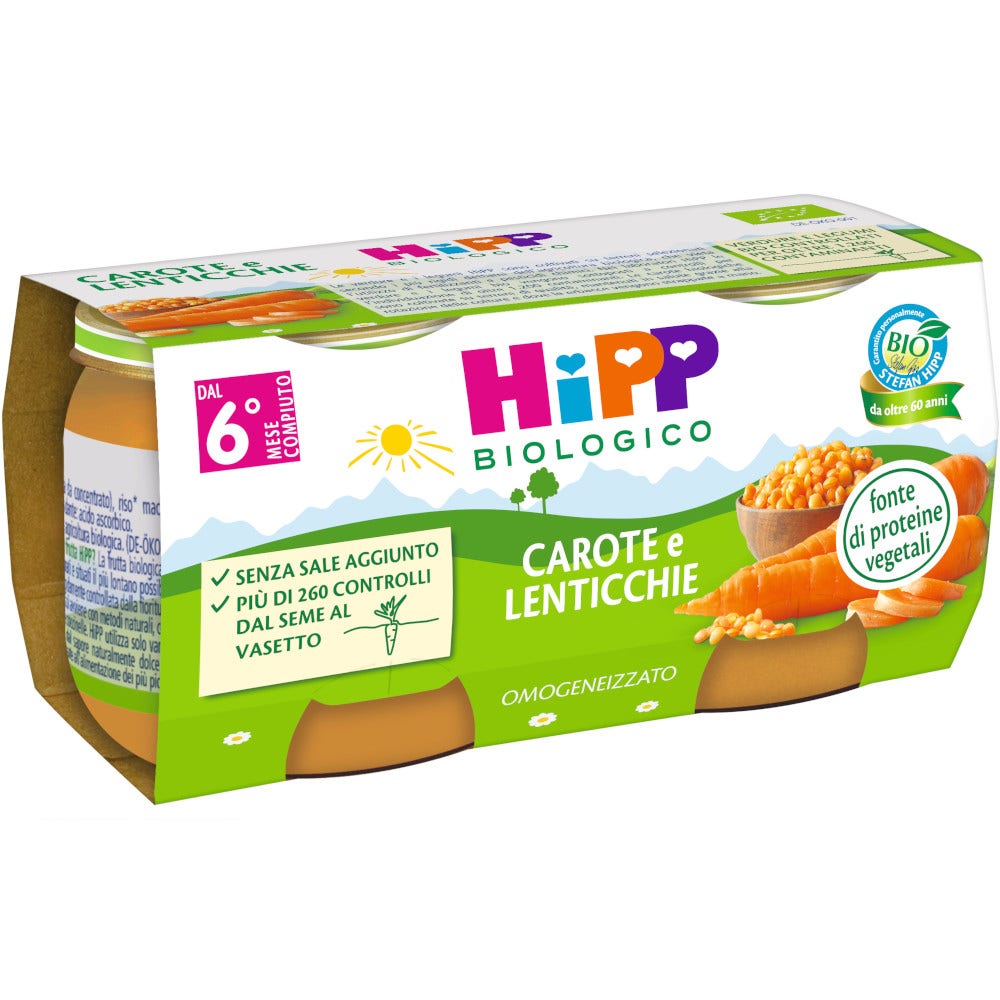 Hipp Bio Omogeneizzato Carote e Lenticchie 2x80g  - 1
