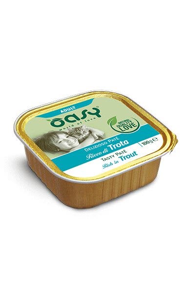 Oasy Delizioso Paté Per Gatti Adult Ricco di Trota 100g-1
