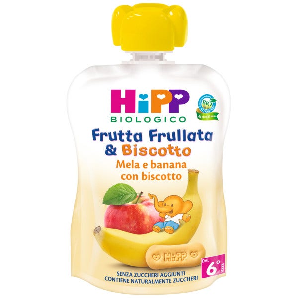 Hipp Frutta Frullata Mela Banana Biscotto 90ml 6 Mesi+  - 1