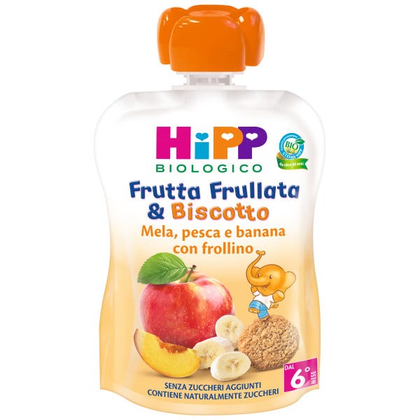 Hipp Frutta Frullata Mela Pesca Banana Frollino 90ml 6 Mesi+  - 1