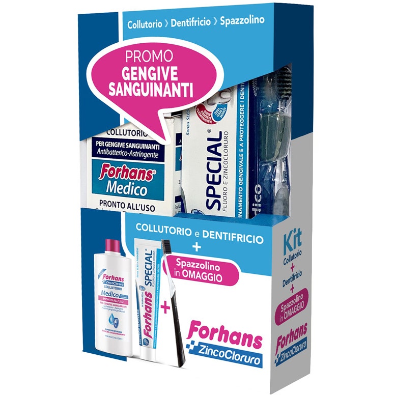 Forhans Kit Gengive Sanguinanti Dentifricio 75ml+Collutorio 250ml+1 Spazzolino  - 2