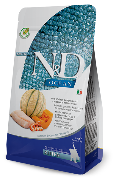 Farmina N&D Ocean Merluzzo E Gamberetto Gatti Cuccioli Sacco 5kg-2