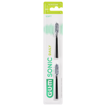 Gum Sonic Daily Spazzolino Batteria Refill Black Testine Di Ricambio 2 Pezzi-1