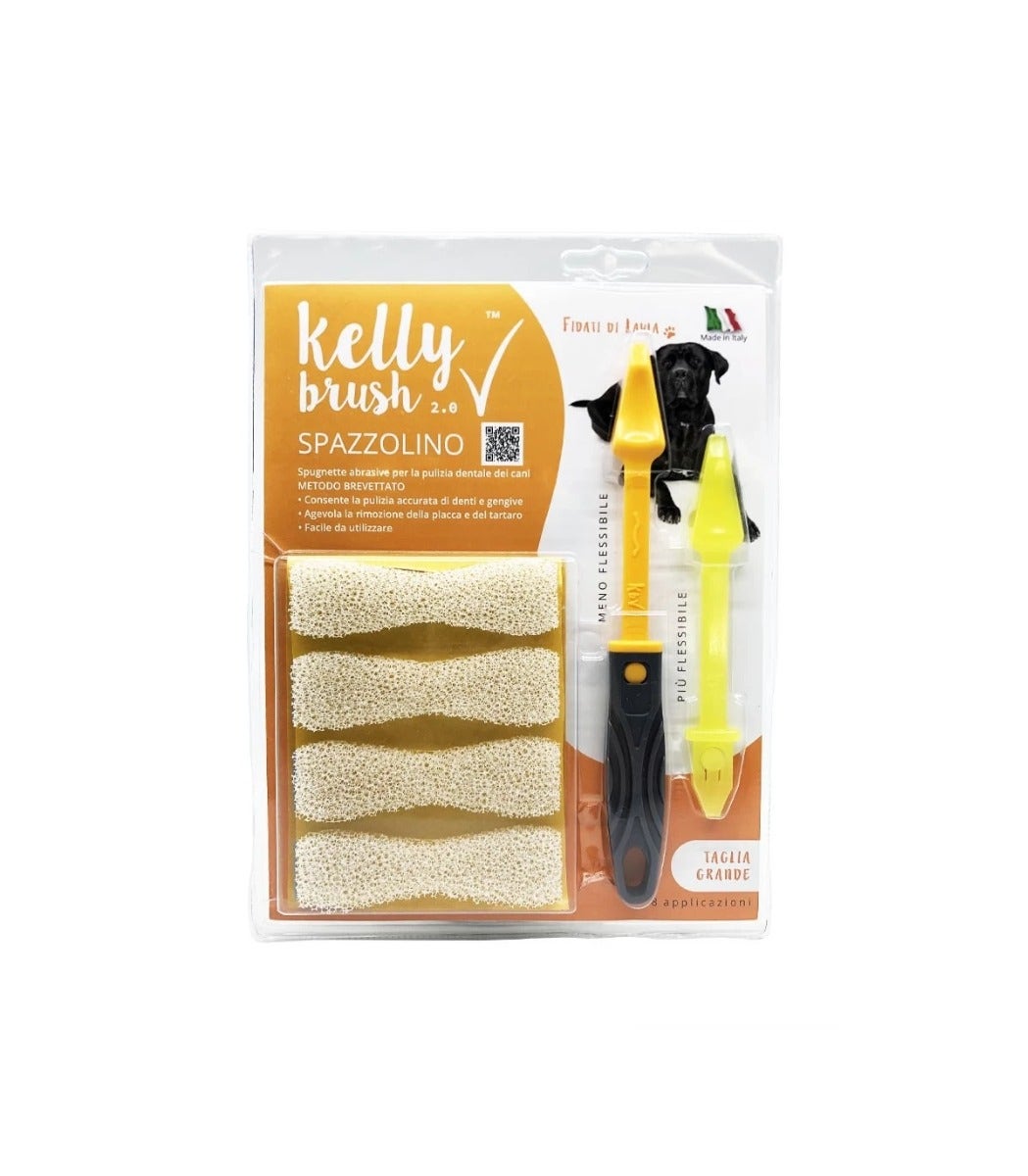 Kelly Brush Kit Spazzolino E Spugnette Taglia Grande Per Cani 8 Applicazioni-1