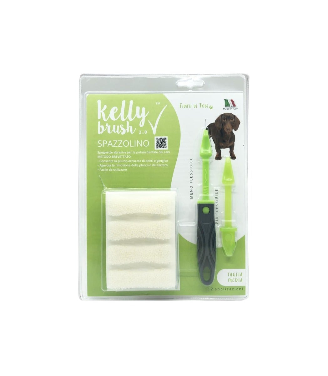 Kelly Brush Kit Spazzolino E Spugnette Taglia Media Per Cani 12 Applicazioni-1