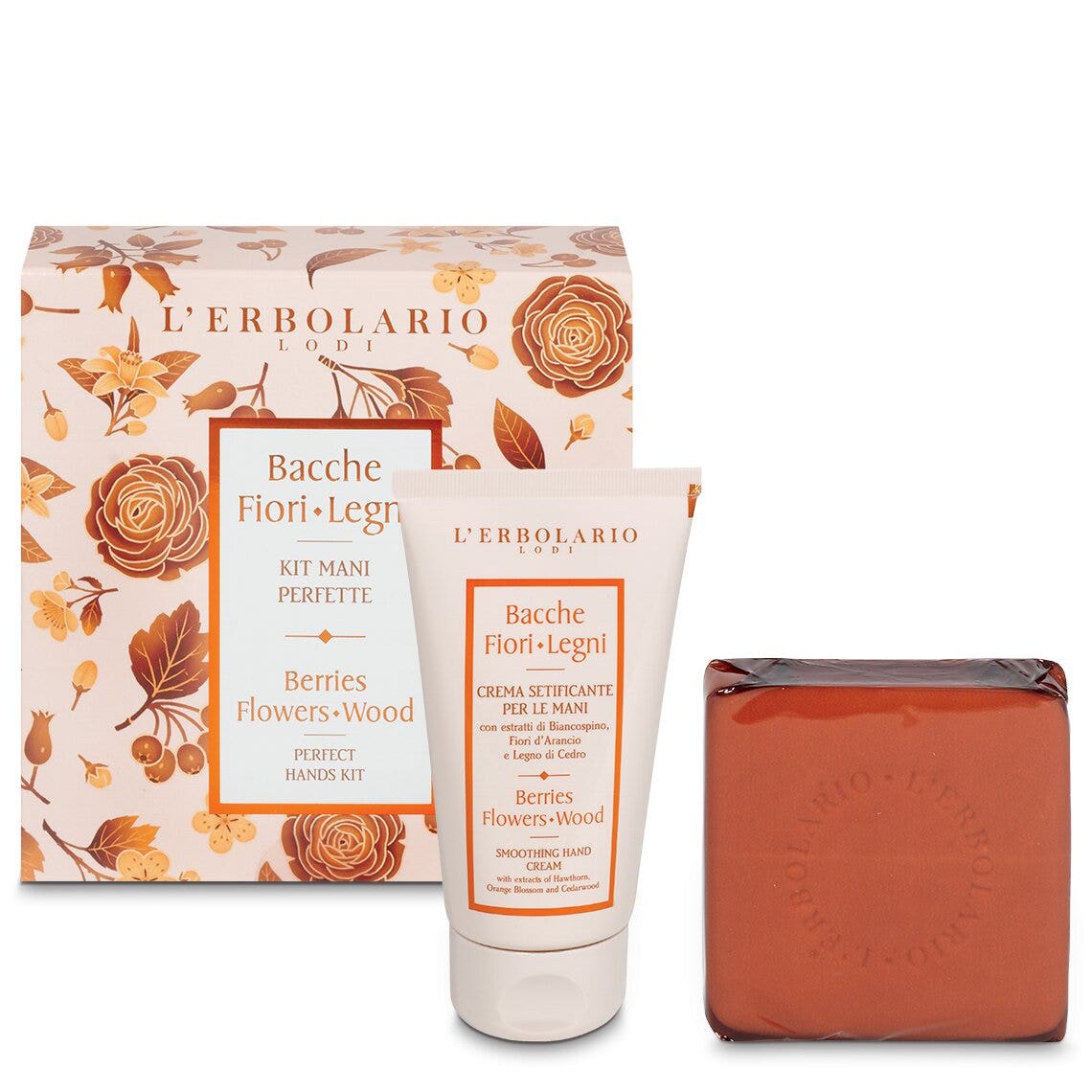 L'Erbolario Kit Mani Perfette Bacche Fiori Legni Sapone 100g + Crema Mani 75ml-1