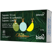 Biolù Tris Natale Saponi Solidi Olivo/Bicarbonato/Limone 3x140g-1