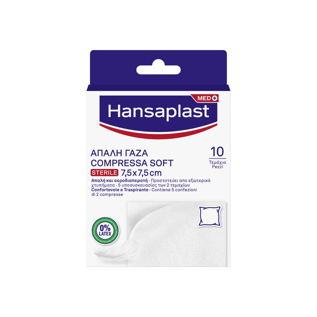 Hansaplast Compressa Soft Garze Sterili Per Ferite Postoperatorie 10 Pezzi 7,5x7,5cm-1