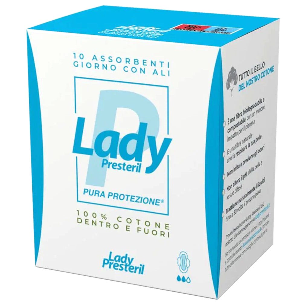 Lady Presteril 10 Assorbenti Giorno Cotone Con Ali Ripiegati-1