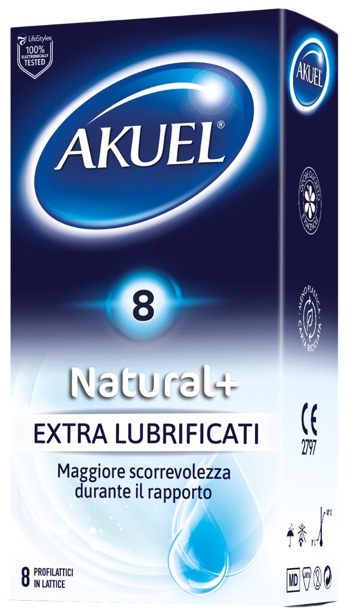 Akuel Natural + Profilattico Extra Lubrificato 8 Pezzi-1