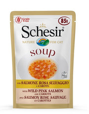 Schesir Soup Gatto Adulto Salmone Rosa Selvaggio E Carote Busta 85g-1