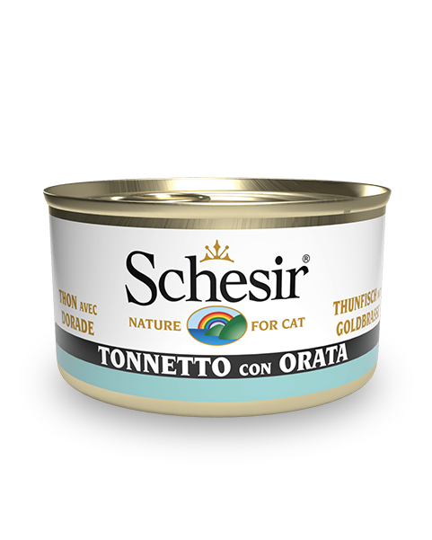 Schesir Tonnetto Con Orata Cibo Umido Gatti Adulti Lattina 85g-2