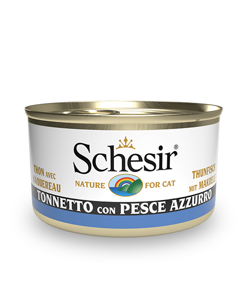 Schesir Tonnetto Con Pesce Azzurro Cibo Umido Gatti Adulti Lattina 85g-2