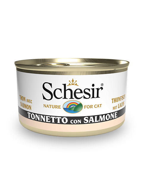 Schesir Tonnetto Con Salmone Cibo Umido Gatti Adulti Lattina 85g-2