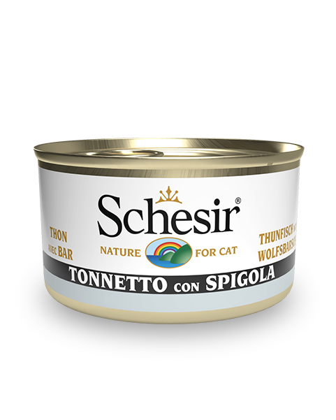 Schesir Tonnetto Con Spigola Cibo Umido Gatti Adulti Lattina 85-2