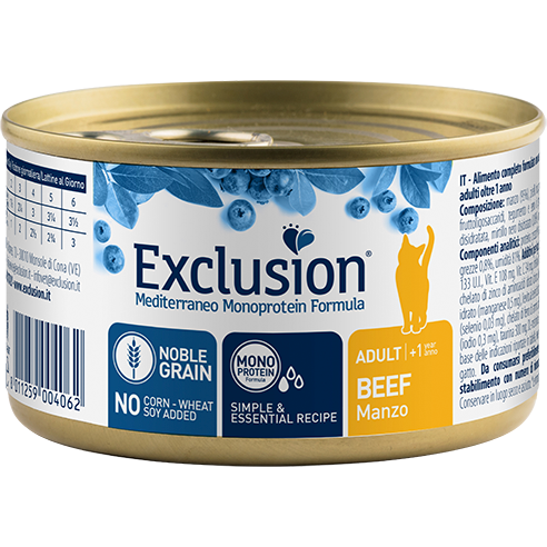 Exclusion Mediterraneo Monoprotein Noble Grain Cibo Umido Manzo Per Gatti Adulti 85g-4