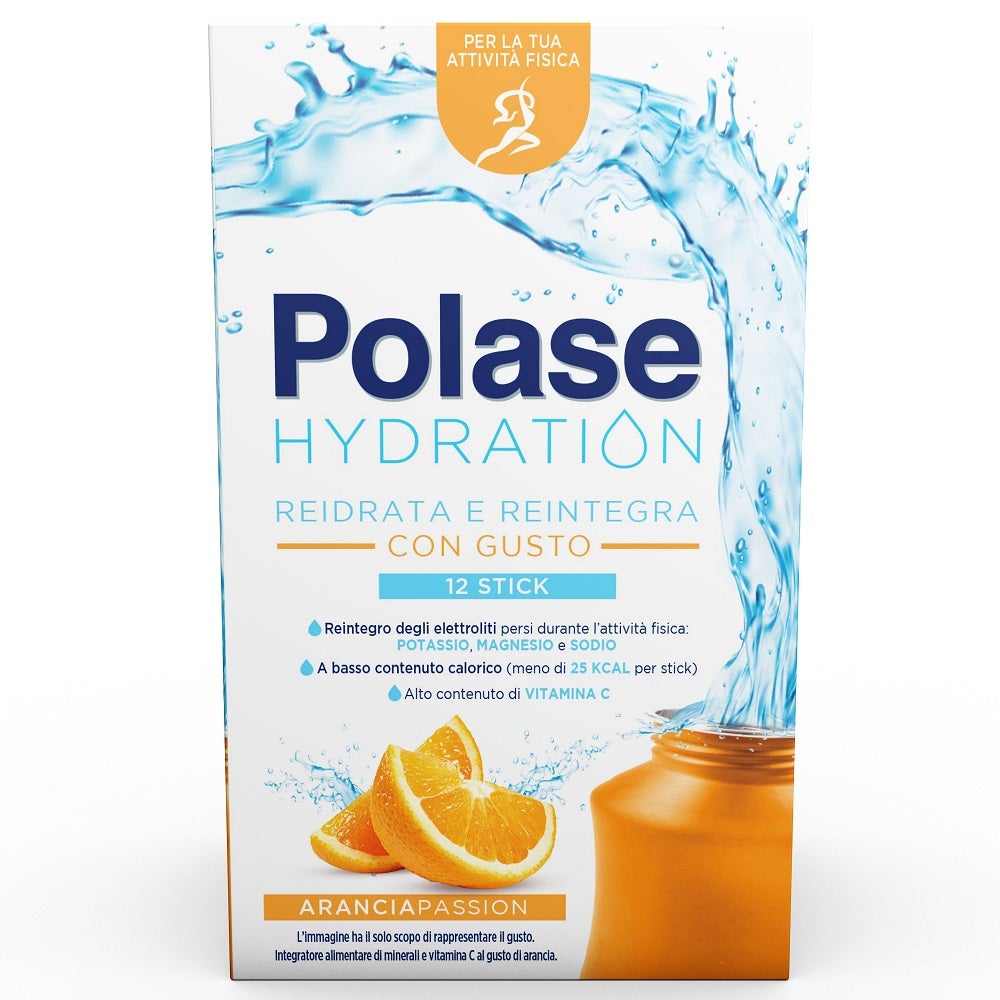 Polase Hydration Integratore Alimentare Magnesio/Potassio Sali Minerali Vitamina C Arancia 12 Stick-4