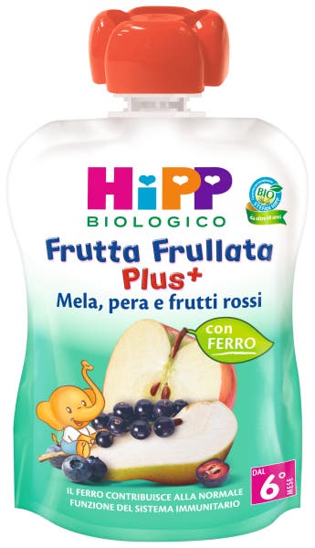 Hipp Bio Frutta Frullata Plus Mela Pera Futti Rossi + Ferro 90g-1