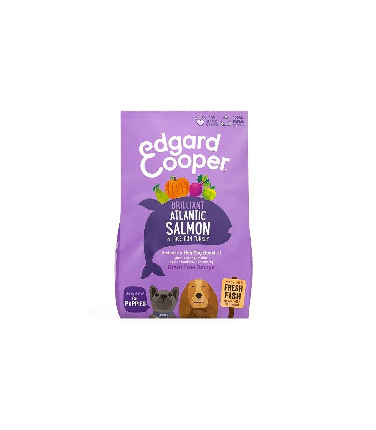 Edgard & Cooper Puppy Salmone E Tacchino Allevato A Terra Senza Cereali Crocchette per Cani 700g-1