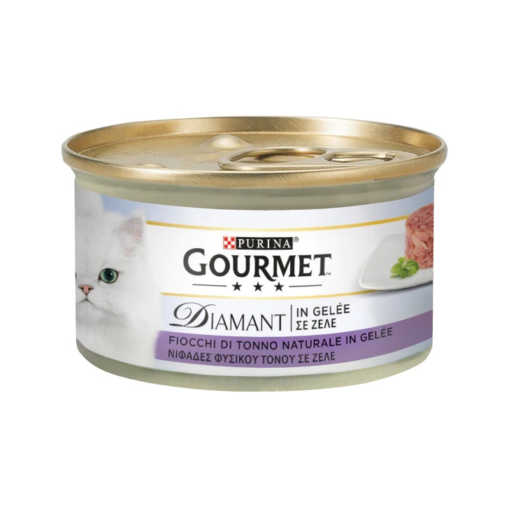 Purina Gourmet Diamant Fiocchi Di Tonno Naturale In Gelée Per Gatti Lattina 85g-1