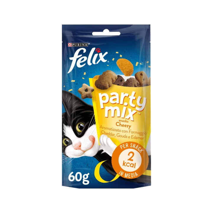 Purina Felix Party Mix Cheezy Ai Formaggi Snack Gatti Adulti Busta 60g-8