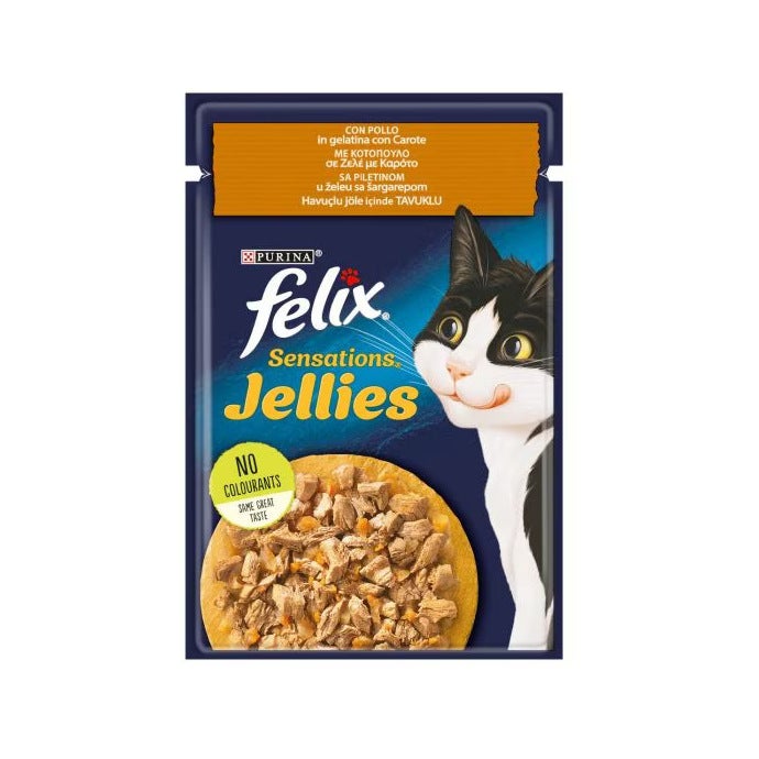 Purina Felix Sensations Jellies Pollo/Carote Cibo Umido Gatti Adulti Busta 85g-4