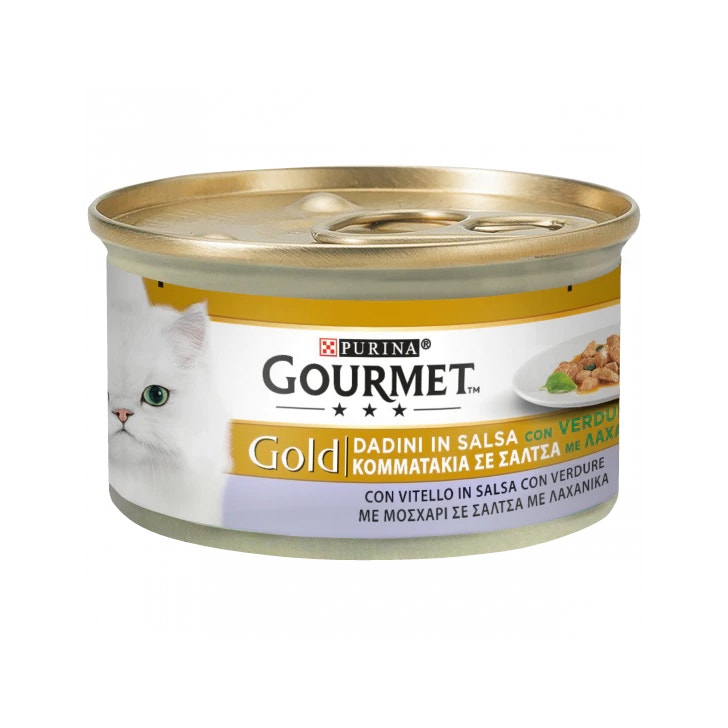 Purina Gourmet Gold Dadini In Salsa Con Vitello E Verdure Per Gatti Lattina 85 g-4