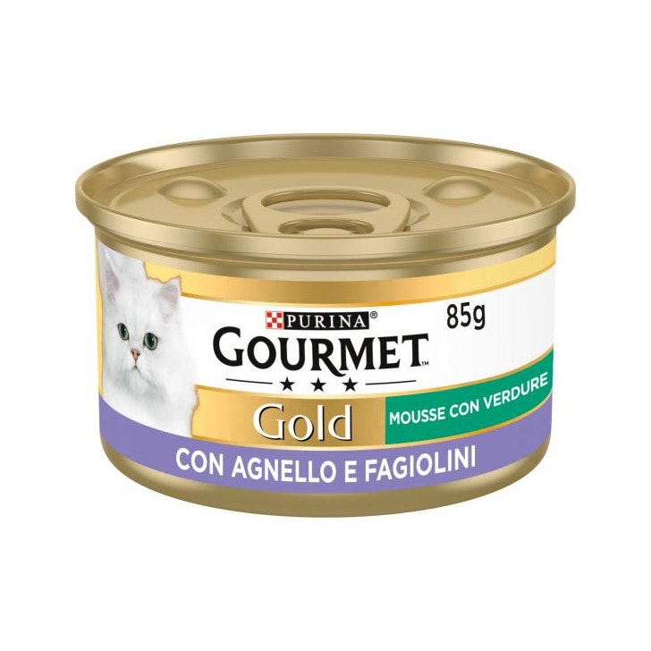 Purina Gourmet Gold Mousse Con Agnello E Fagiolini Per Gatti Lattina 85g-3
