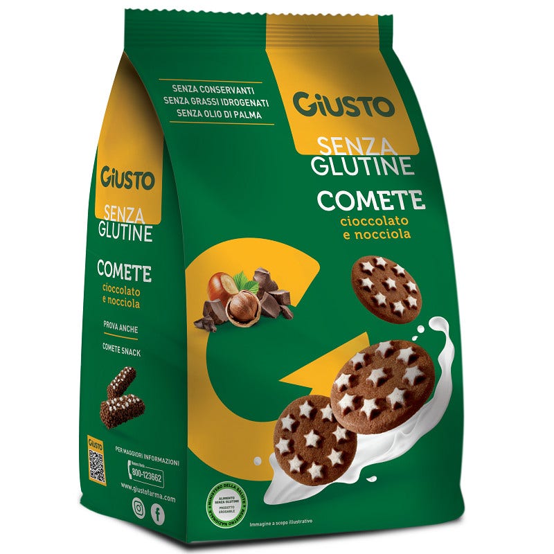 Giusto Senza Glutine Biscotti Comete Cioccolato E Nocciola 200g-1