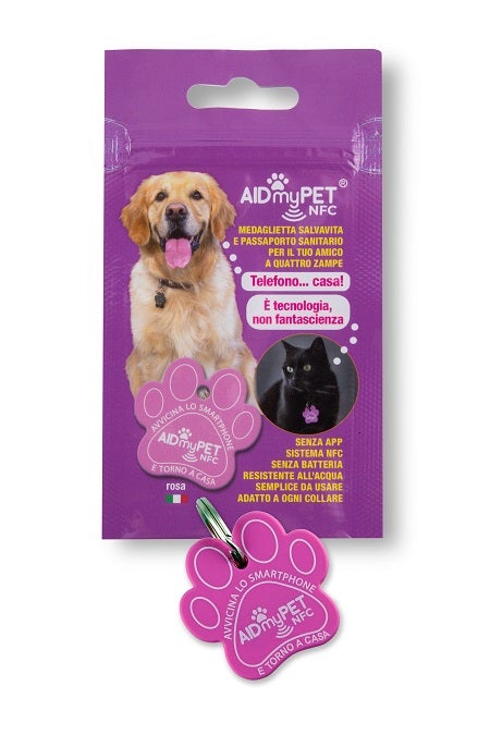 Aidmypet Medaglietta Salvavita Cani/Gatti Colore Rosa-1