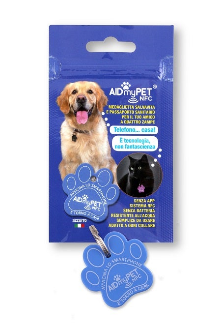 Aidmypet Medaglietta Salvavita Cani/Gatti Colore Azzurro-1