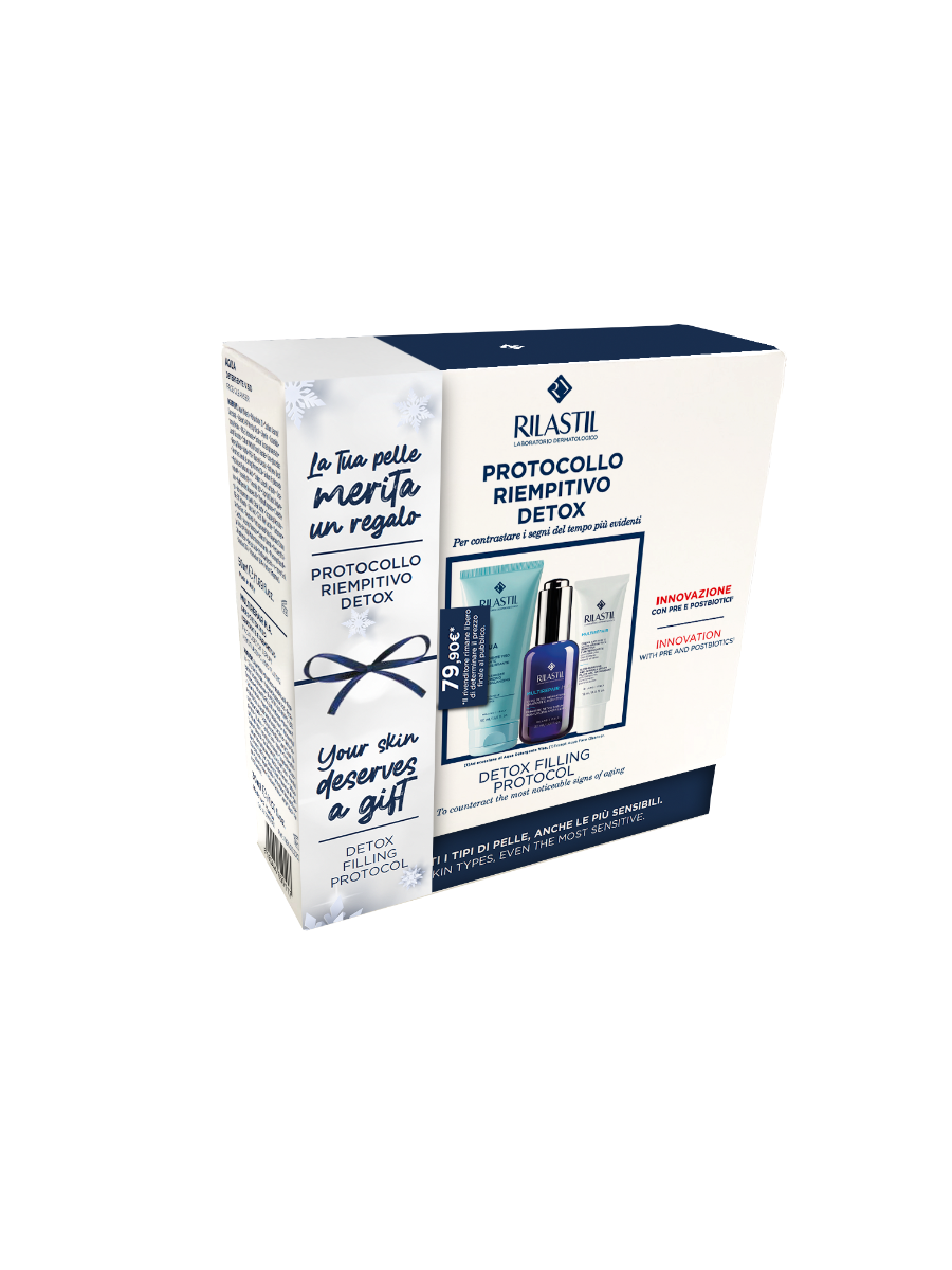 Rilastil Cofanetto Protocollo Riempitivo Detox Viso Aqua Detergente 50ml + Siero 30ml + Crema 15ml-1