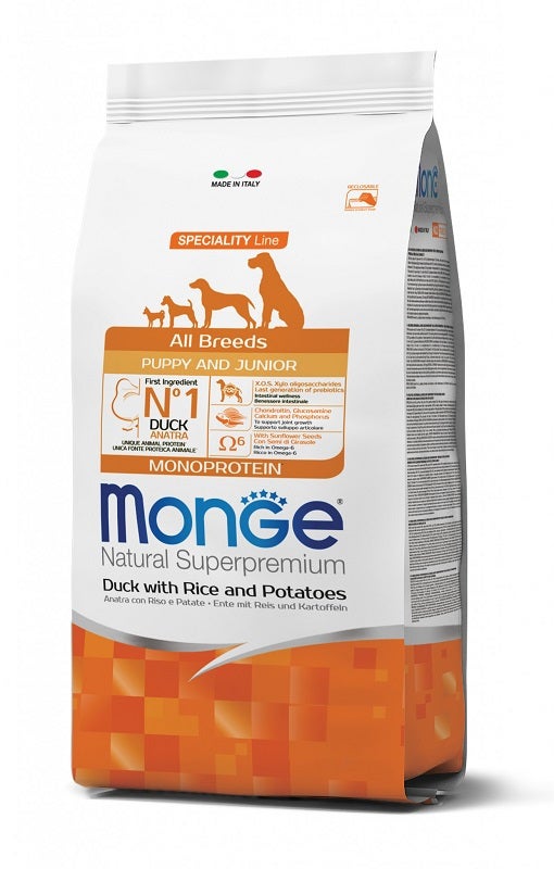 Monge Natural Superpremium All Breeds Anatra COn Riso E Patate Cibo Secco Cani Cuccioli Sacco 12Kg-3