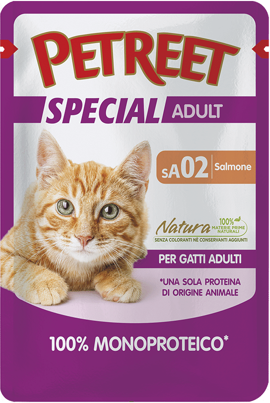 Petreet Monoproteico Salmone Cibo Umido Gatto Adulto Bustina 70g-2