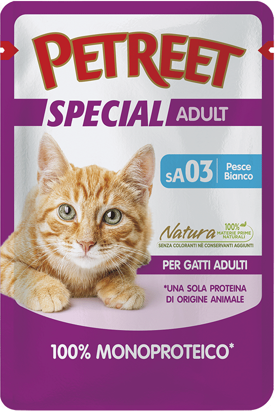Petreet Monoproteico Pesce Bianco Cibo Umido Gatto Adulto Bustina 70g-2