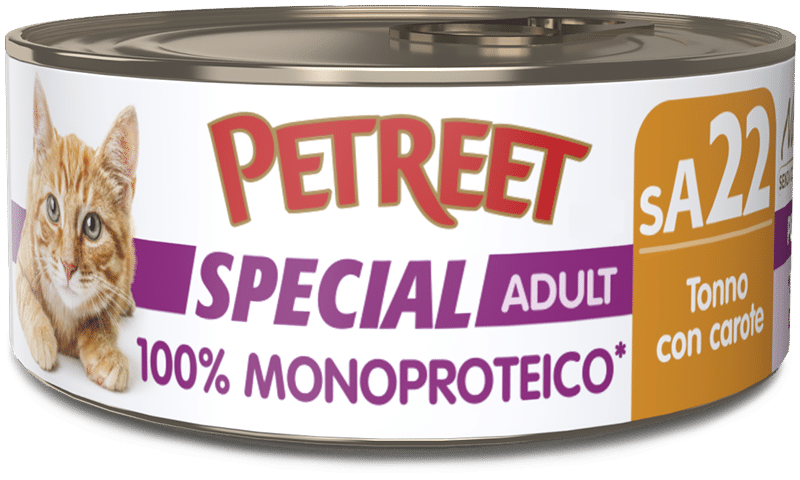 Petreet Monoproteico Tonno Con Carote Cibo Umido Gatto Adulto Barattolo 60g-2