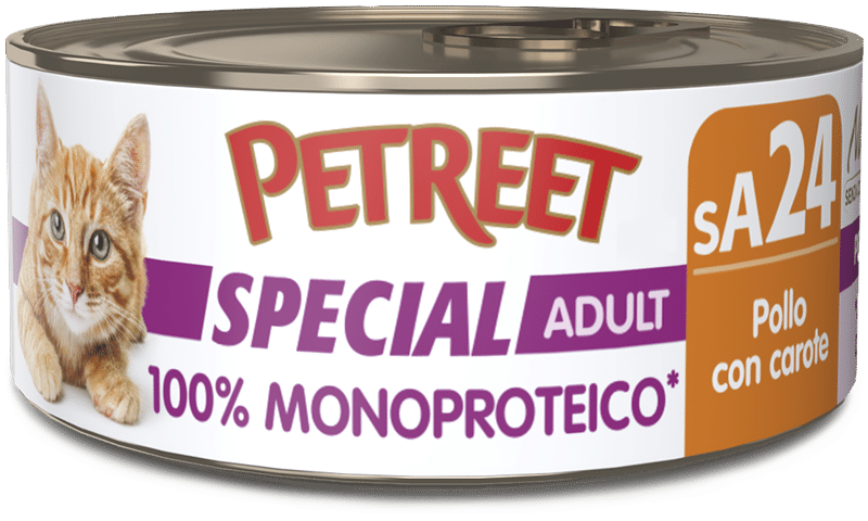 Petreet Monoproteico Pollo Con Carote Cibo Umido Gatto Adulto Barattolo 60g-2