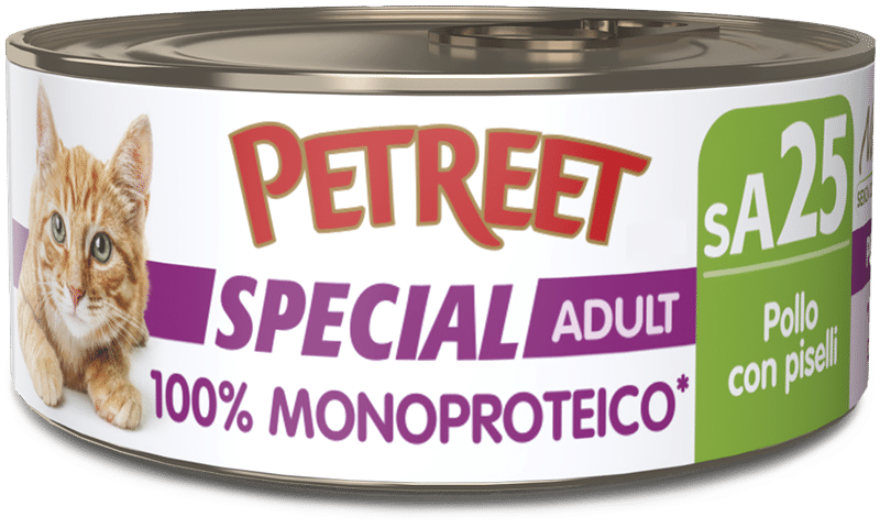 Petreet Monoproteico Pollo Con Piselli Cibo Umido Gatto Adulto Barattolo 60g-2