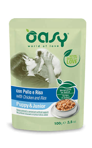Oasy Straccetti In Salsa Con Pollo E Riso Per Cuccioli Bustina 100g-2