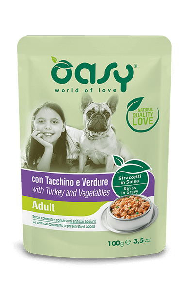 Oasy Straccetti In Salsa Con Tacchino E Verdure Per Cani Adulti Bustina 100g-2