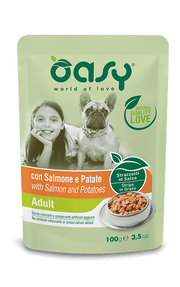 Oasy Straccetti In Salsa Con Salmone E Patate Per Cani Adulti Bustina 100g-2
